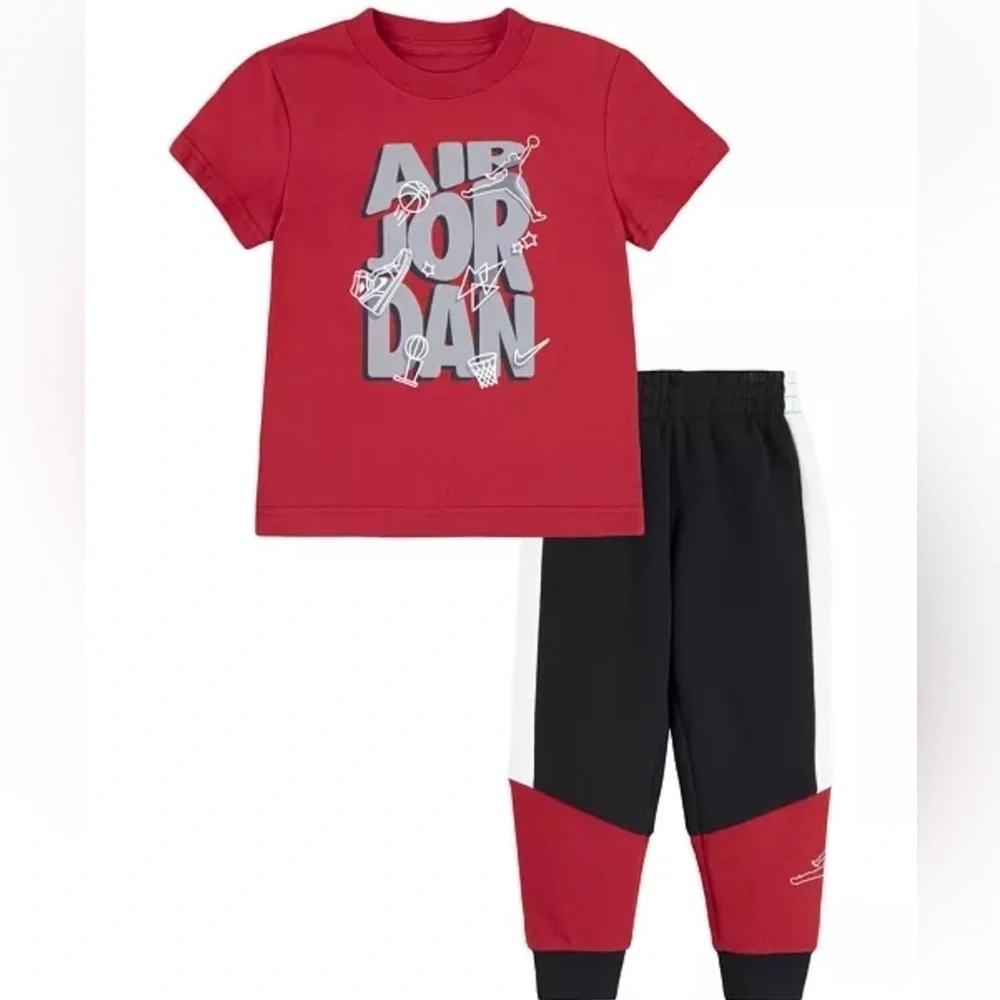 Jordan Little Boys Playground Fleece T-shirt and Pants Set joggers 4